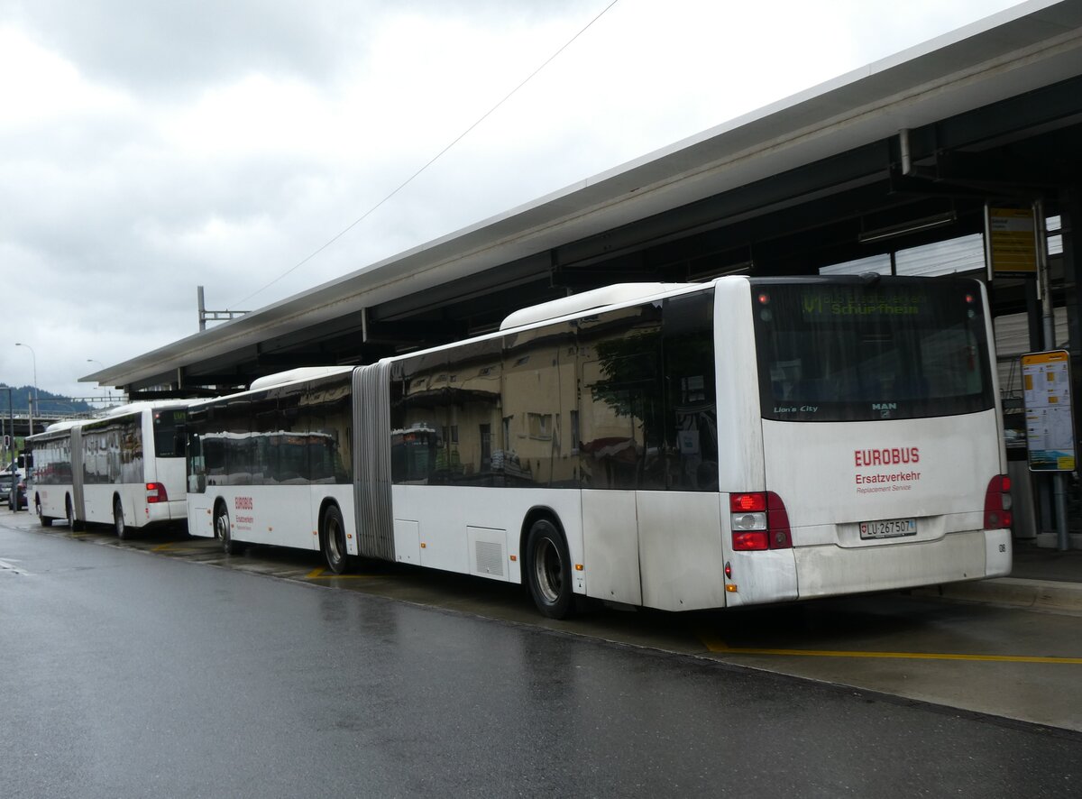 (275'840) - H�fliger, Sursee - Nr. 8/LU 267'507 - MAN (ex St. Gallerbus, St. Gallen Nr. 276) am 26. Mai 2025 beim Bahnhof Sch�pfheim