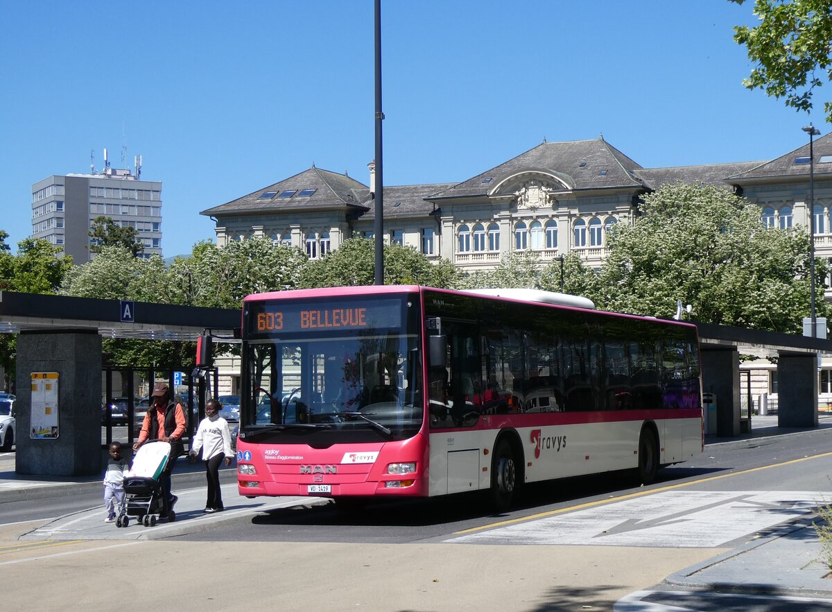 (276'006) - TRAVYS Yverdon - Nr. 110/VD 1419 - MAN am 30. Mai 2025 beim Bahnhof Yverdon