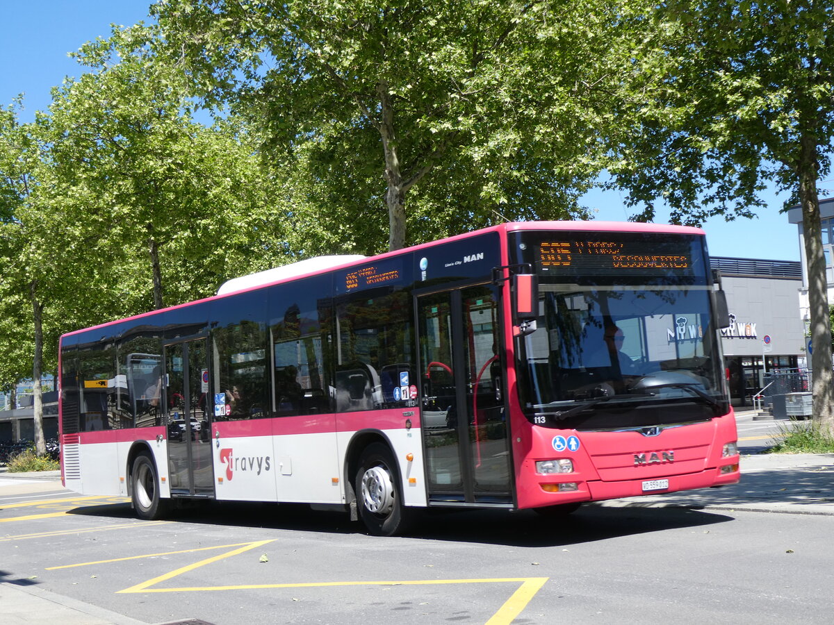 (276'031) - TRAVYS Yverdon - Nr. 113/VD 559'012 - MAN am 30. Mai 2025 beim Bahnhof Yverdon
