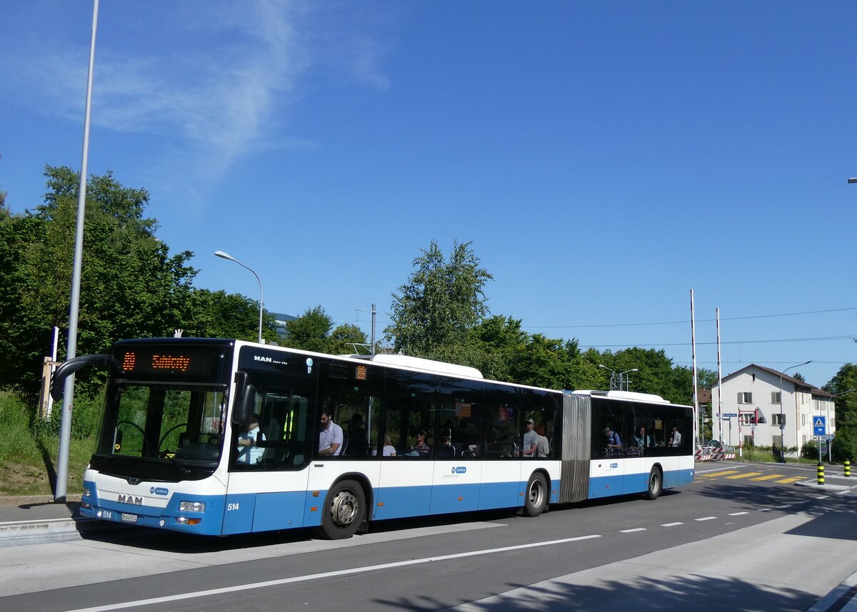 (276'092) - VBZ Z�rich - Nr. 514/ZH 649'514 - MAN am 31. Mai 2025 beim Bahnhof Z�rich-Schweighof