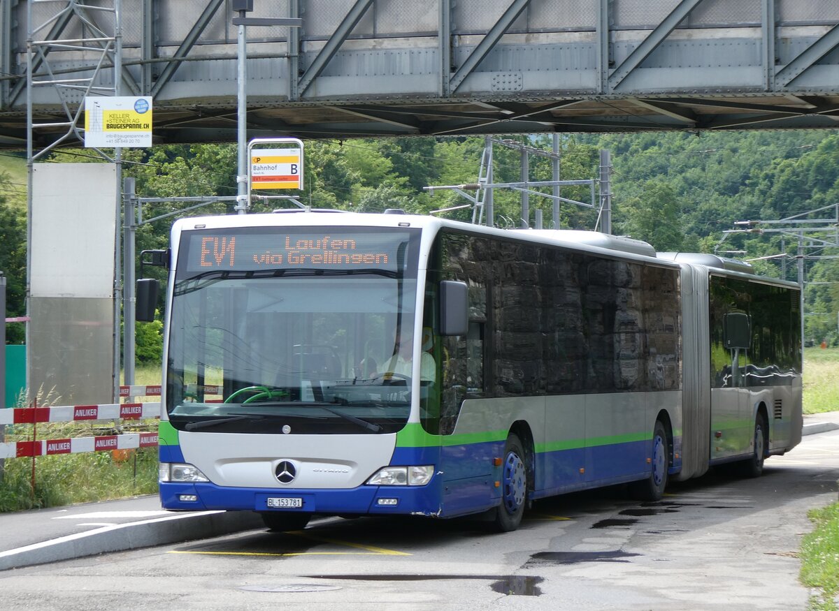 (276'215) - PostAuto Nordschweiz - BL 153'781/PID 12'422 - Mercedes (ex TPL Lugano Nr. 406) am 3. Juni 2025 beim Bahnhof Aesch