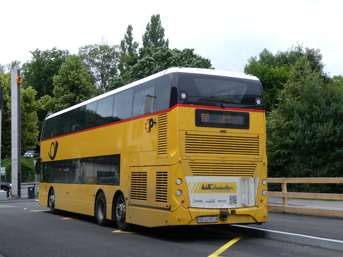 (276'233) - PostAuto Ostschweiz - SG 443'911/PID 11'038 - Alexander Dennis am 3. Juni 2025 beim Bahnhof Aesch