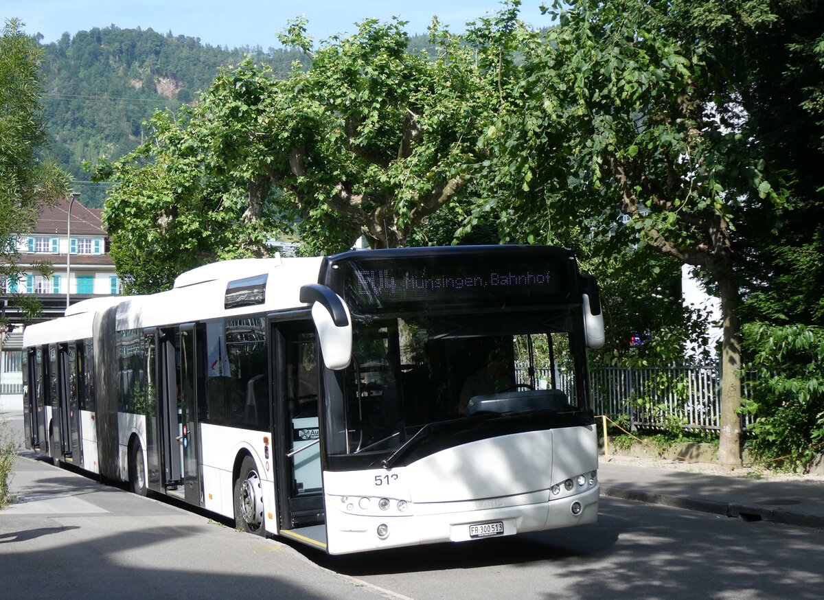 (276'550) - Intertours, Domdidier - Nr. 513/FR 300'513 - Solaris (ex AAGR Rothenburg Nr. 13) am 12. Juni 2025 beim Bahnhof Thun (Kante X)