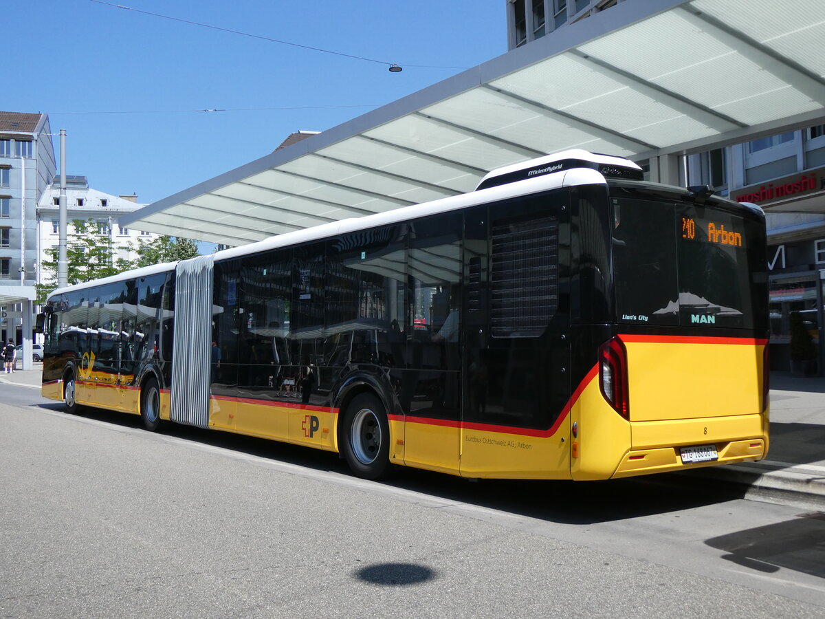 (276'840) - Eurobus, Arbon - Nr. 8/TG 168'067/PID 12'019 - MAN am 17. Juni 2025 beim Bahnhof St. Gallen