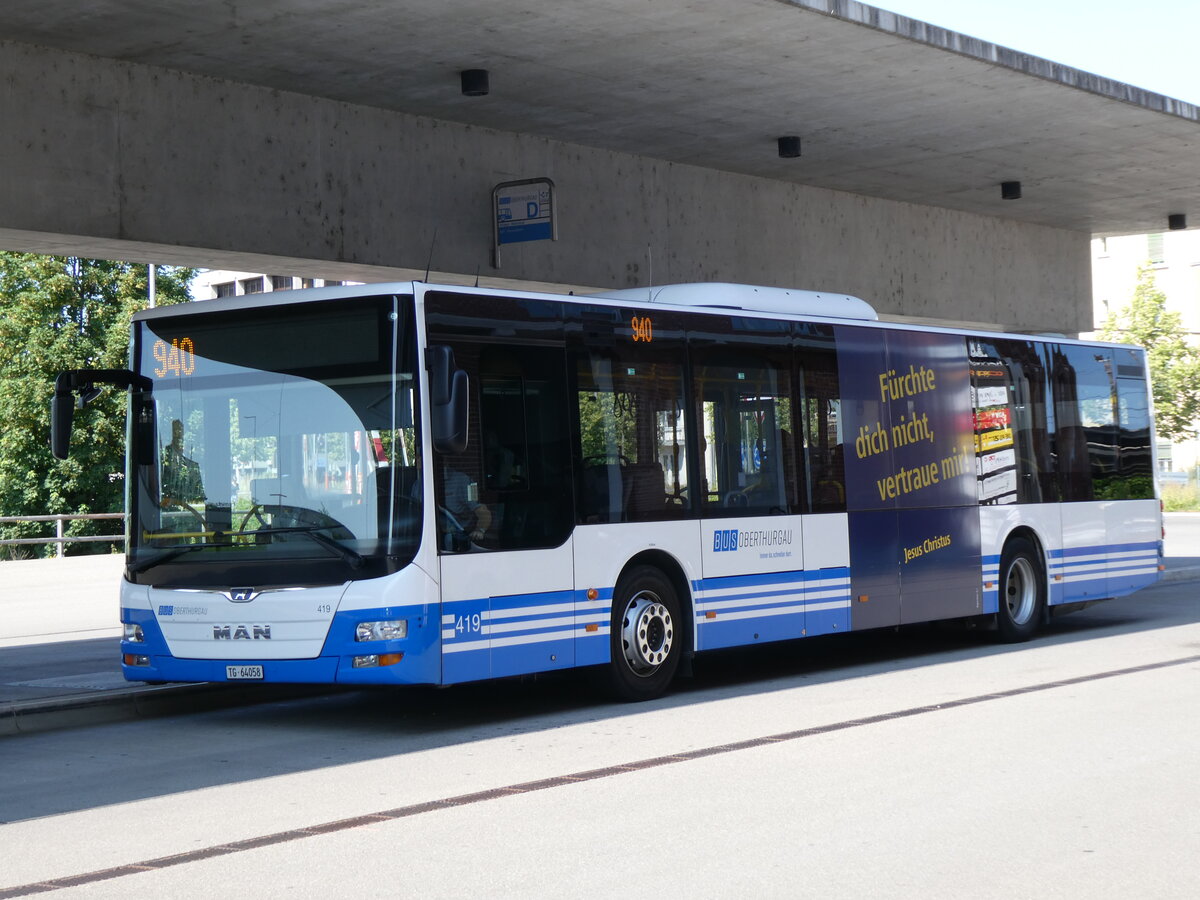 (276'859) - BOTG Amriswil - Nr. 419/TG 64'058 - MAN (ex StadtBUS, Frauenfeld Nr. 915; ex RTB Altst�tten Nr. 915; ex PostBus/A BD 15'345) am 17. Juni 2025 in Arbon, Bushof