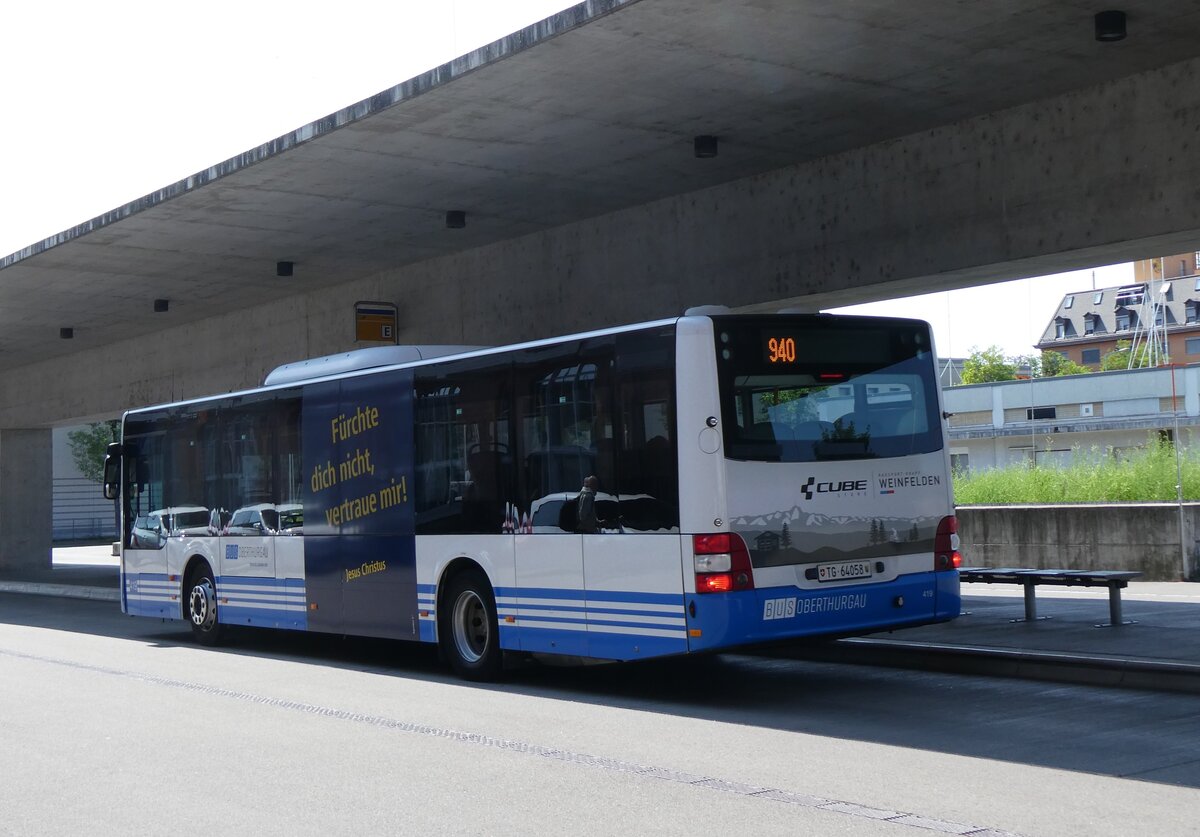 (276'860) - BOTG Amriswil - Nr. 419/TG 64'058 - MAN (ex StadtBUS, Frauenfeld Nr. 915; ex RTB Altst�tten Nr. 915; ex PostBus/A BD 15'345) am 17. Juni 2025 in Arbon, Bushof
