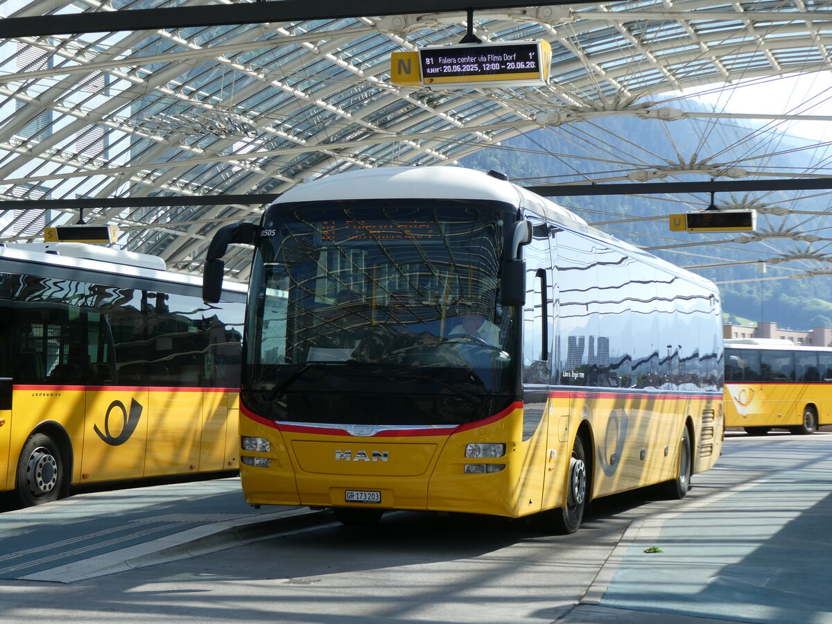 (276'956) - PostAuto Graub�nden - GR 173'203/PID 10'505 - MAN am 18. Juni 2025 in Chur, Postautostation