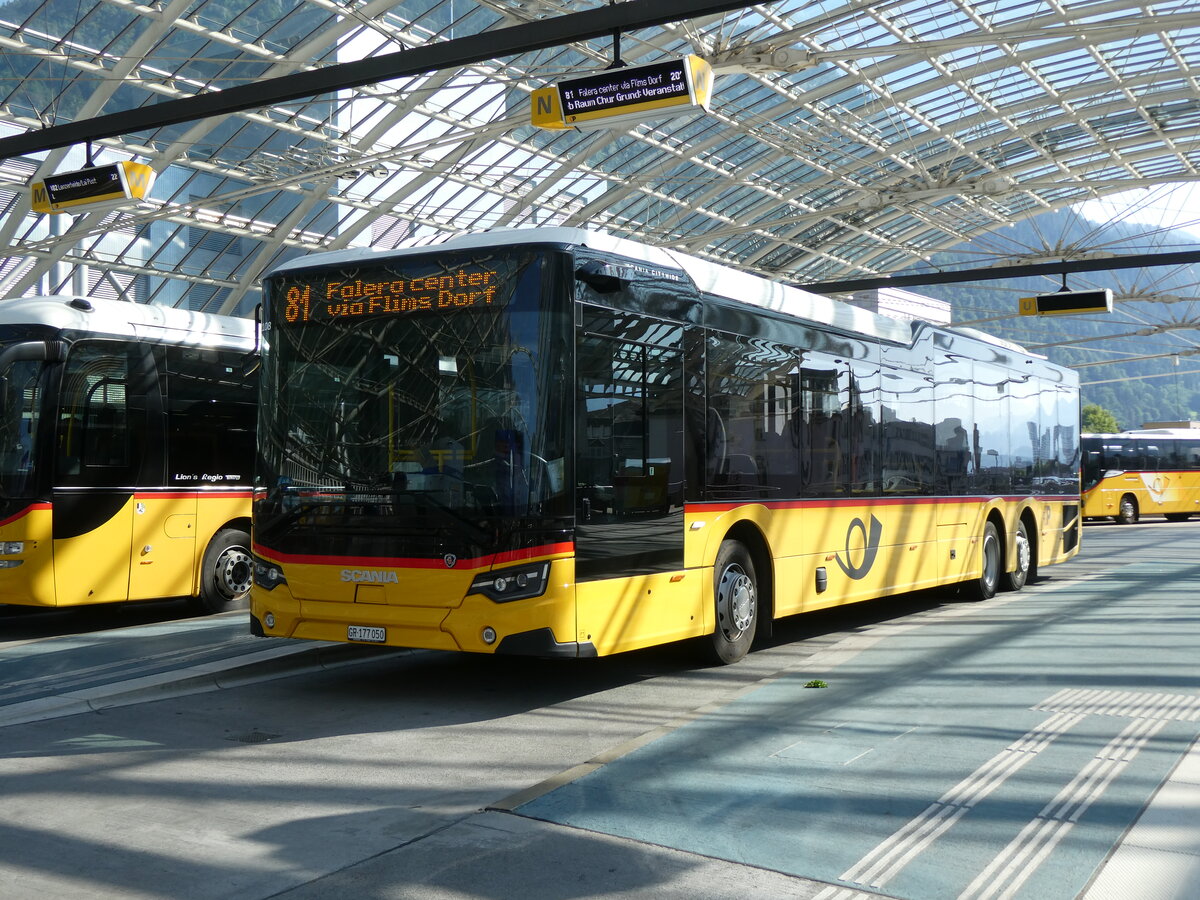 (276'958) - PostAuto Graub�nden - GR 177'050/PID 12'108 - Scania am 18. Juni 2025 in Chur, Postautostation