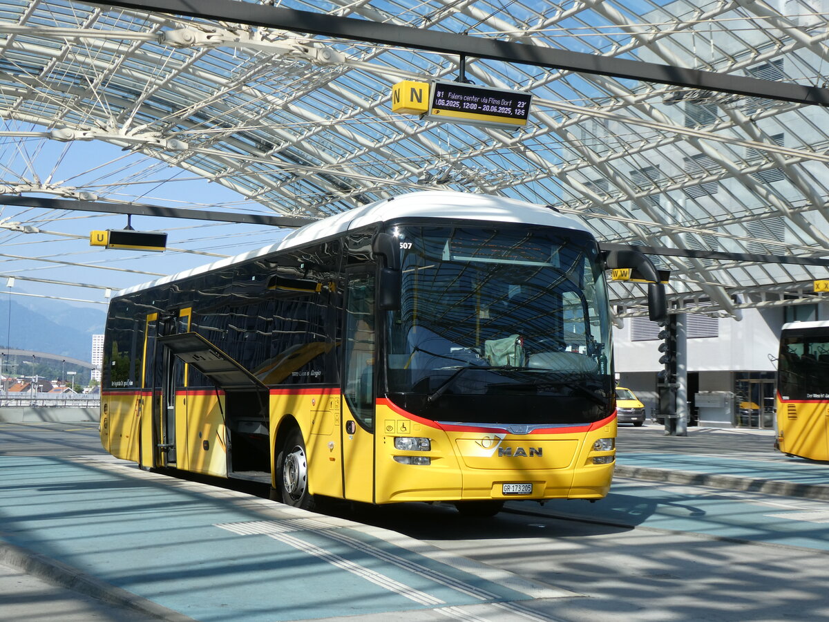 (277'101) - PostAuto Graub�nden - GR 173'205/PID 10'507 - MAN am 20. Juni 2025 in Chur, Postautostation