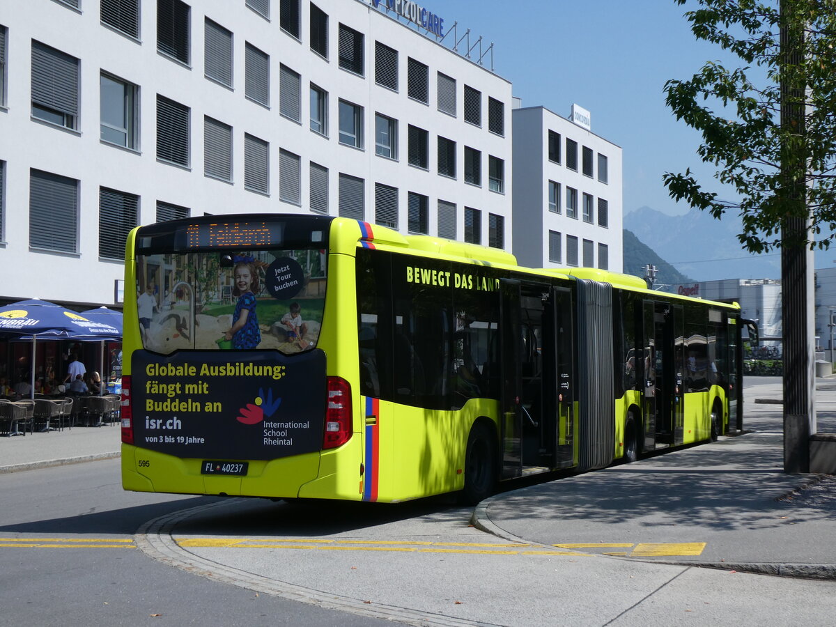 (277'145) - Aus Liechtenstein: BOS PS Anstalt, Vaduz - Nr. 595/FL 40'237 - Mercedes (ex PLA Vaduz Nr. 63/PID 10'593) am 20. Juni 2025 beim Bahnhof Sargans