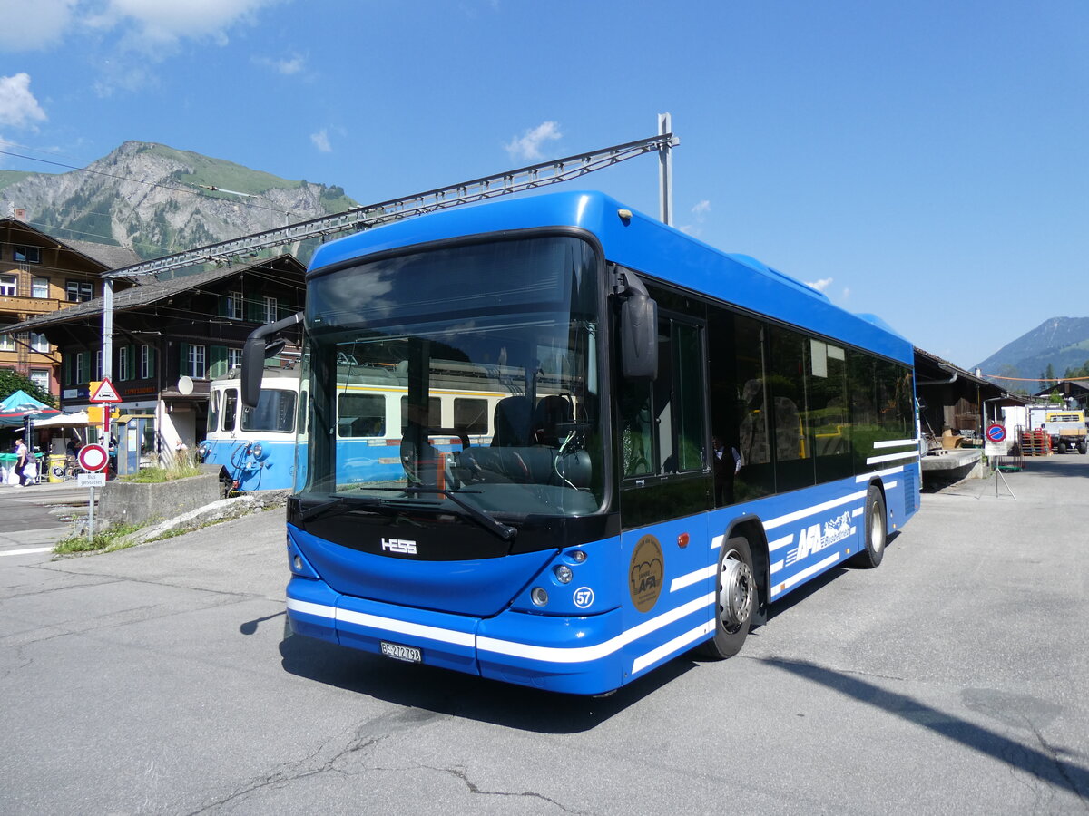 (277'154) - AFA Adelboden - Nr. 57/BE 272'798 - Scania/Hess am 21. Juni 2025 beim Bahnhof Lenk