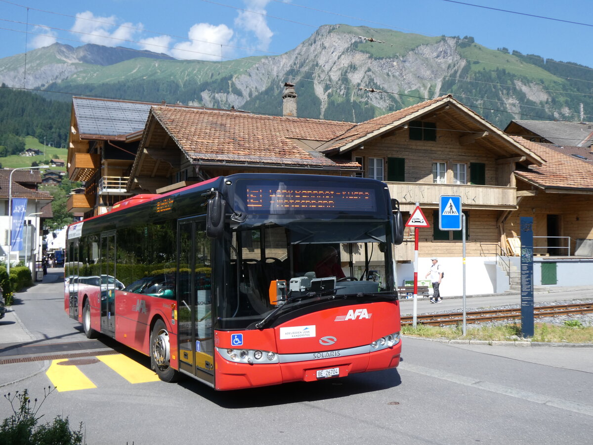 (277'156) - AFA Adelboden - Nr. 91/BE 26'704  Solaris am 21. Juni 2025 beim Bahnhof Lenk