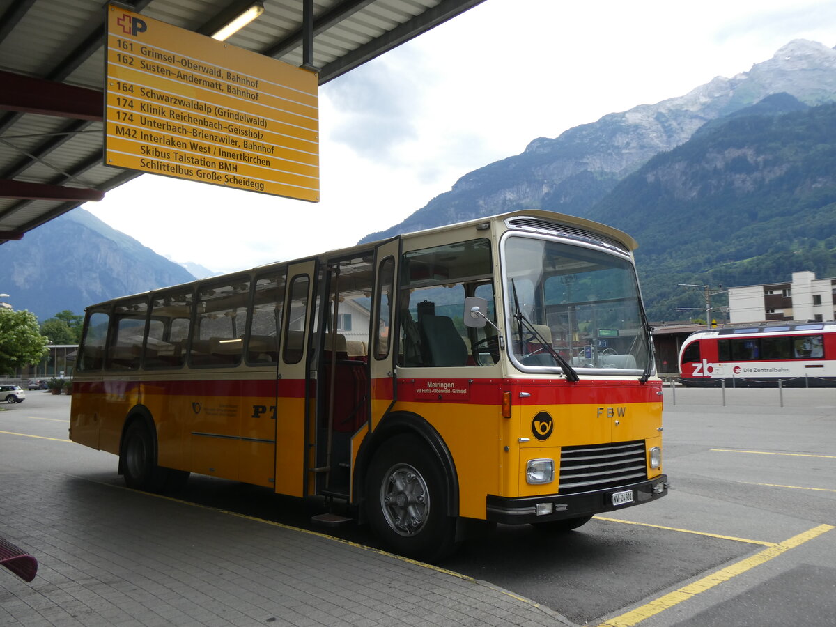 (277'478) - Lambach, Gommiswald - NW 24'301 - FBW/Eggli (ex Tanner+Lambach, Reigoldswil; ex Lambach, Rieden; ex Meier, Gr�t; ex AVG Grindelwald Nr. 13; ex P 24'182) am 1. Juli 2025 in Meiringen, Postautostation