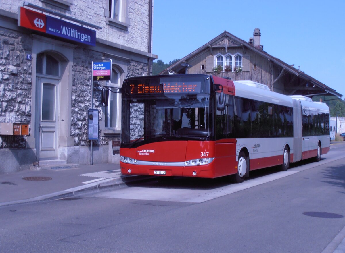 (277'591) - SW Winterthur - Nr. 347/ZH 766'347 - Solaris am 5. Juli 2025 beim Bahnhof Winterthur W�lflingen