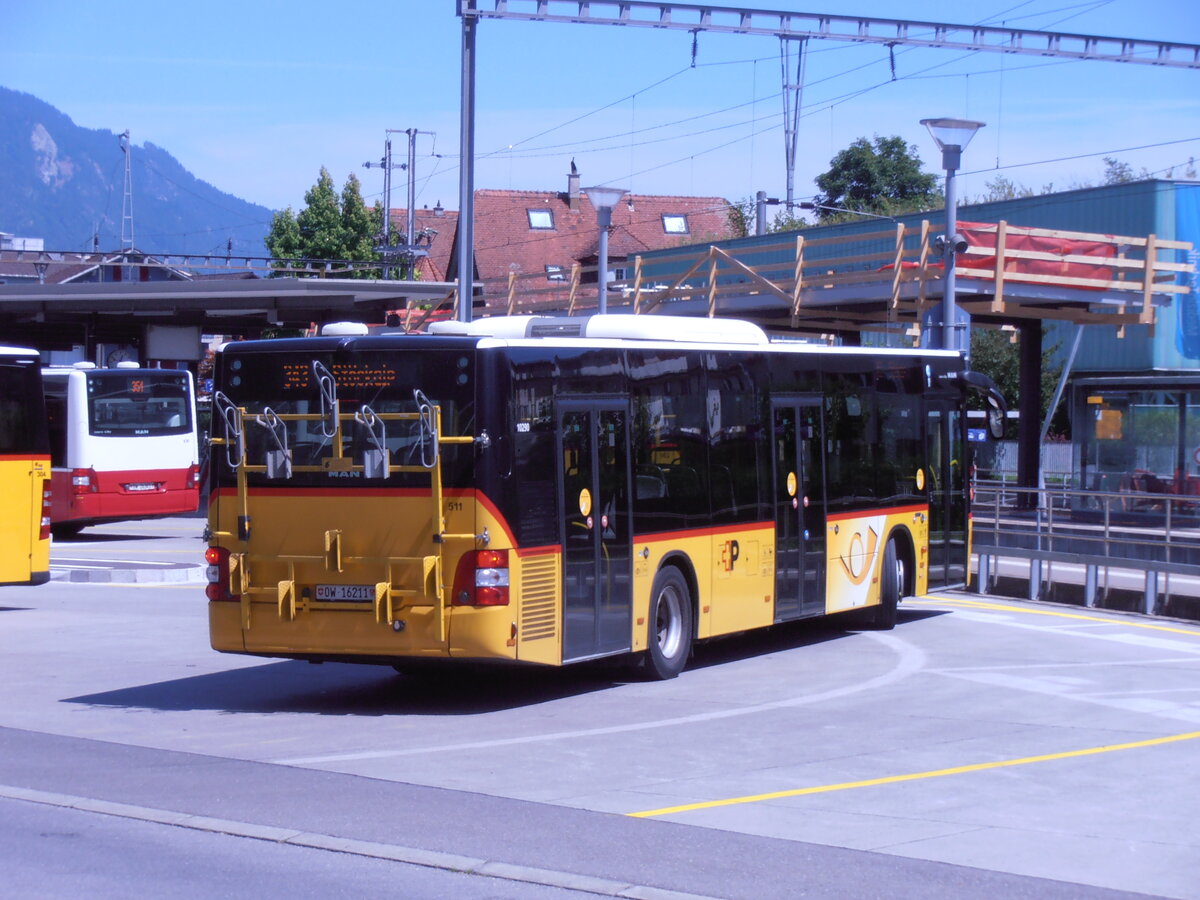 (277'937) - PostAuto Zentralschweiz - Nr. 511/OW 16'211/PID 10'290 - MAN (ex Nr. 11; ex Mattli, Wassen) am 18. Juli 2025 beim Bahnhof Sarnen
