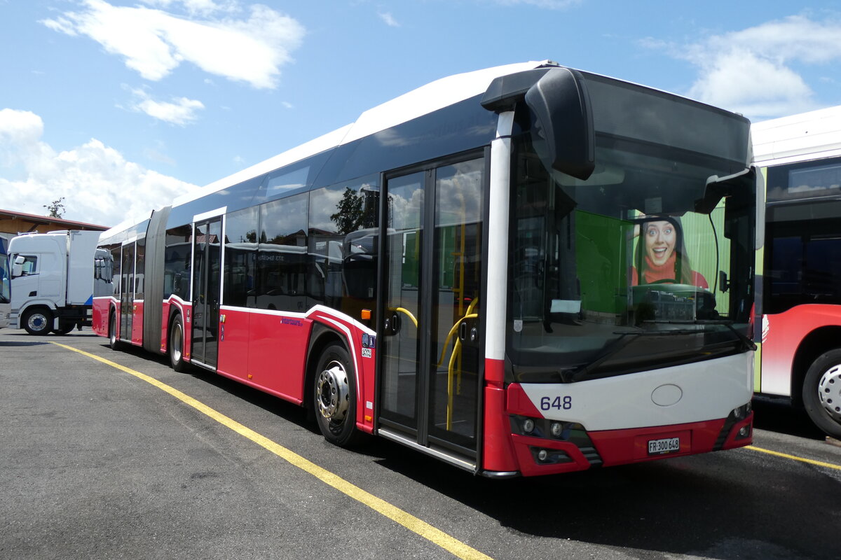 (278'400) - Intertours, Domdidier - Nr. 648/FR 300'648 - Solaris (ex PostBus/A BD 15'711) am 2. August 2025 in Kerzers, Interbus