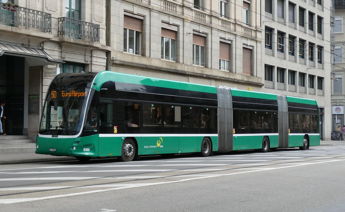 (278'453) - BVB Basel - Nr. 9103/BS 99'803 - eHess am 4. August 2025 beim Bahnhof Basel