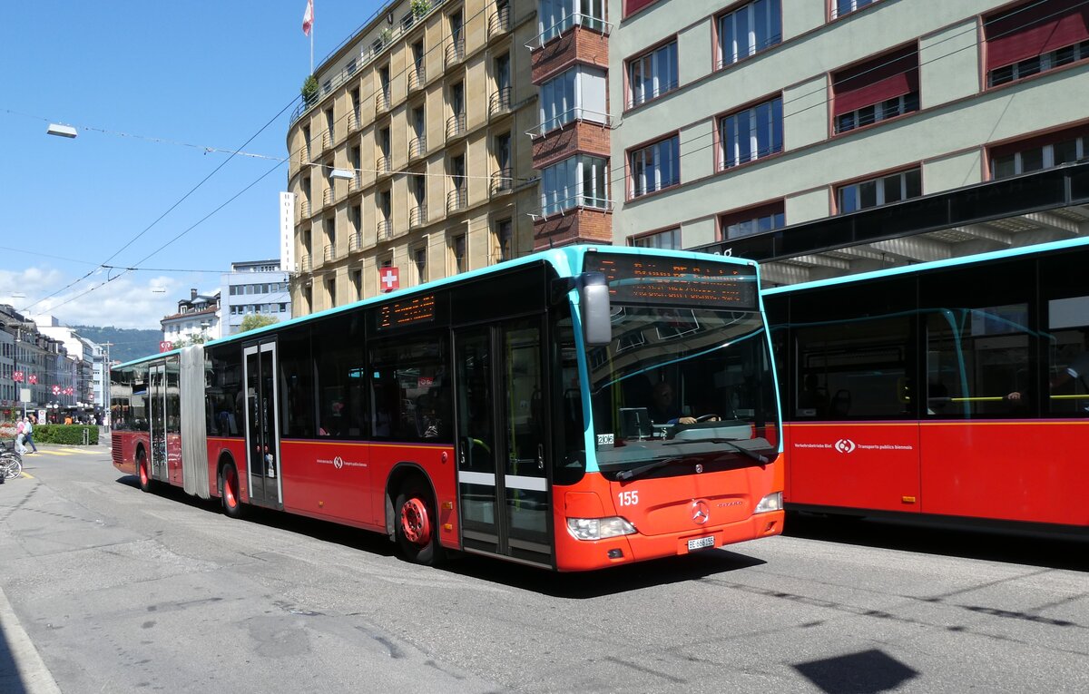 (278'484) - VB Biel - Nr. 155/BE 666'155 - Mercedes am 4. August 2025 beim Bahnhof Biel