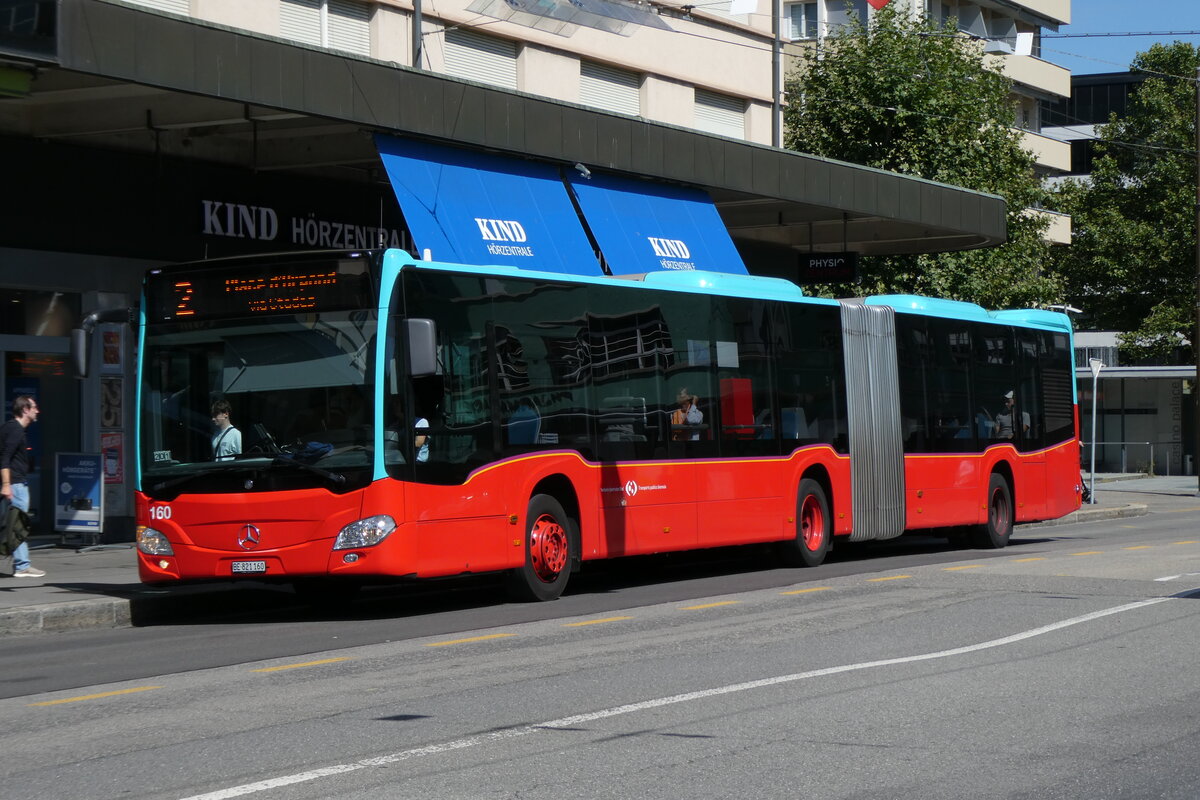 (278'507) - VB Biel - Nr. 160/BE 821'160 - Mercedes am 4. August 2025 beim Bahnhof Biel
