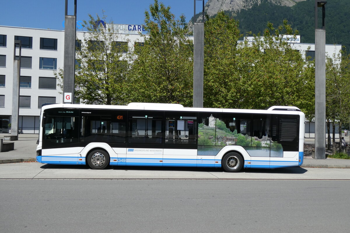 (278'638) - BSW Sargans - Nr. 349/SG 297'519 - MAN am 8. August 2025 beim Bahnhof Sargans