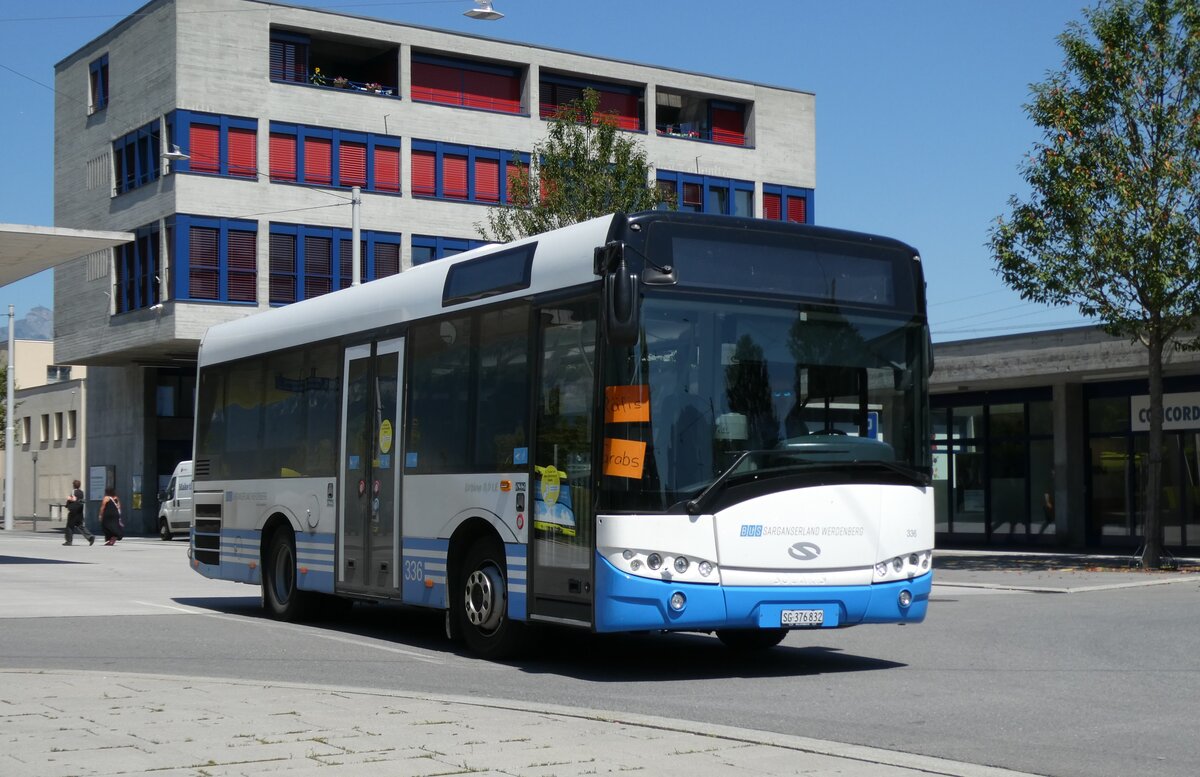 (278'642) - BSW Sargans - Nr. 336/SG 376'832 - Solaris am 8. August 2025 beim Bahnhof Buchs