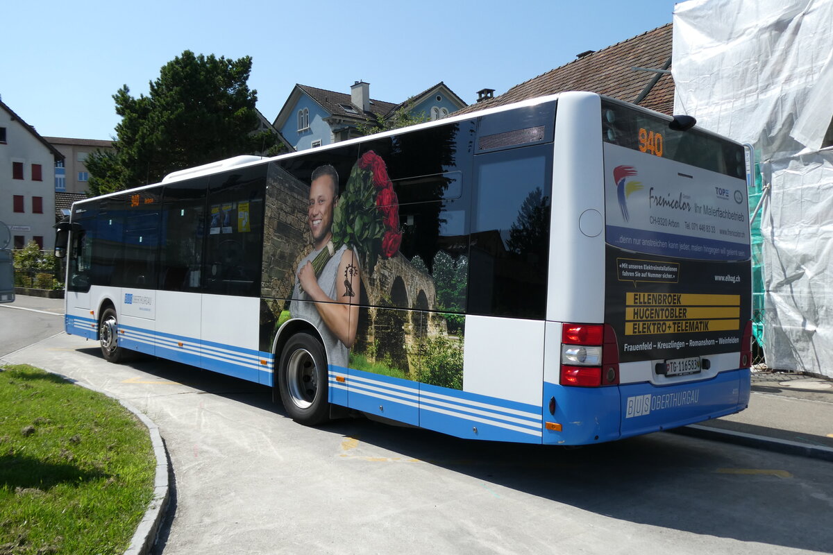 (278'663) - BOTG Amriswil - Nr. 411/TG 116'583 - MAN am 8. August 2025 beim Bahnhof Romanshorn