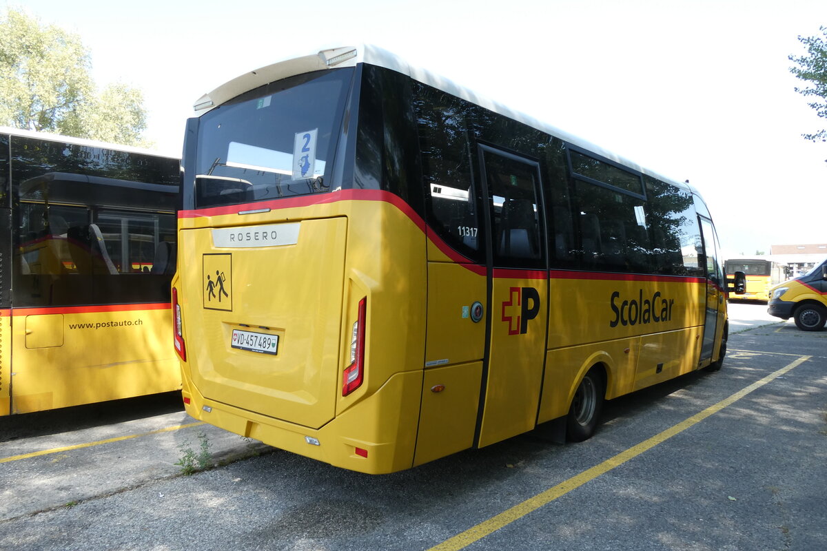 (278'727) - CarPostal Ouest - VD 457'489/PID 11'317 - Iveco/Rosero am 9. August 2025 in Yverdon, Garage