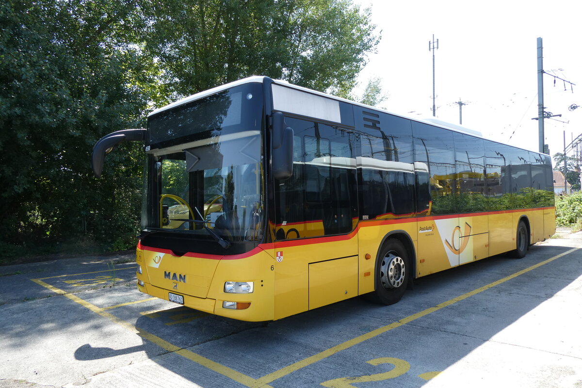 (278'728) - CarPostal Ouest - Nr. 6/VD 188'761/PID 4930 - MAN (ex PostAuto Zentralschweiz Nr. 6; ex Dillier, Sarnen Nr. 6) am 9. August 2025 in Yverdon, Garage