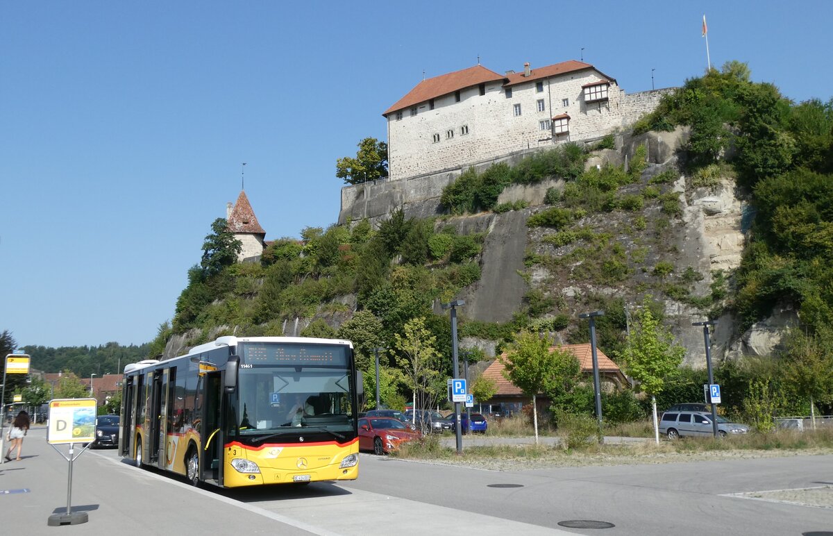 (278'845) - PostAuto Bern - Nr. 3/BE 414'003/PID 11'461 - Mercedes am 15. August 2025 beim Bahnhof Laupen