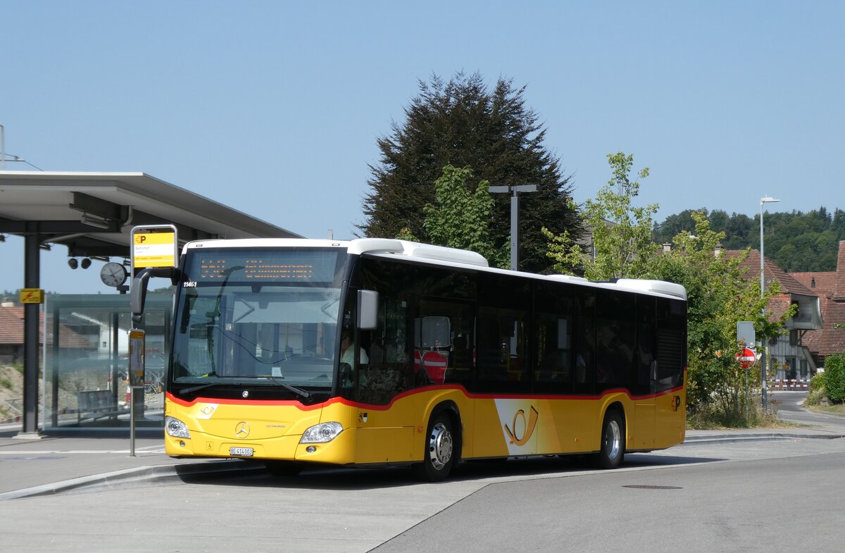 (278'854) - PostAuto Bern - Nr. 3/BE 414'003/PID 11'461 - Mercedes am 15. August 2025 beim Bahnhof Laupen