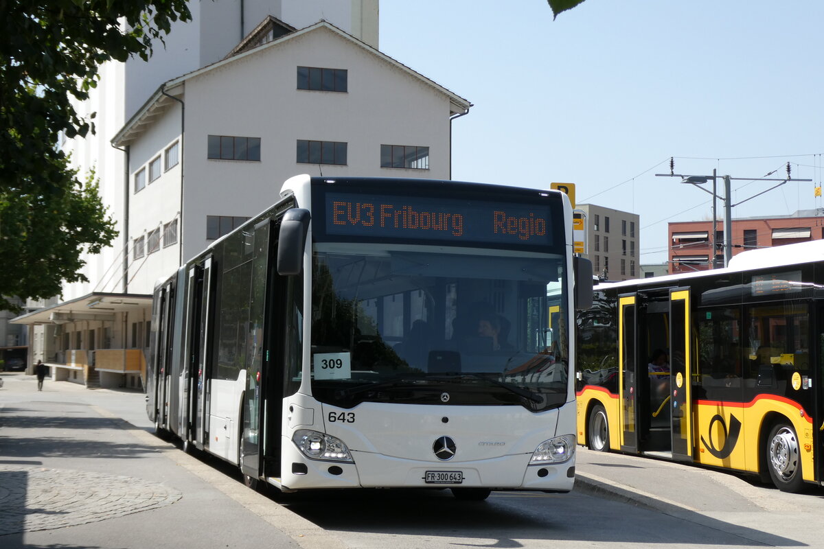 (278'876) - Intertours, Domdidier - Nr. 643/FR 300'643 - Mercedes am 15. August 2025 beim Bahnhof D�dingen