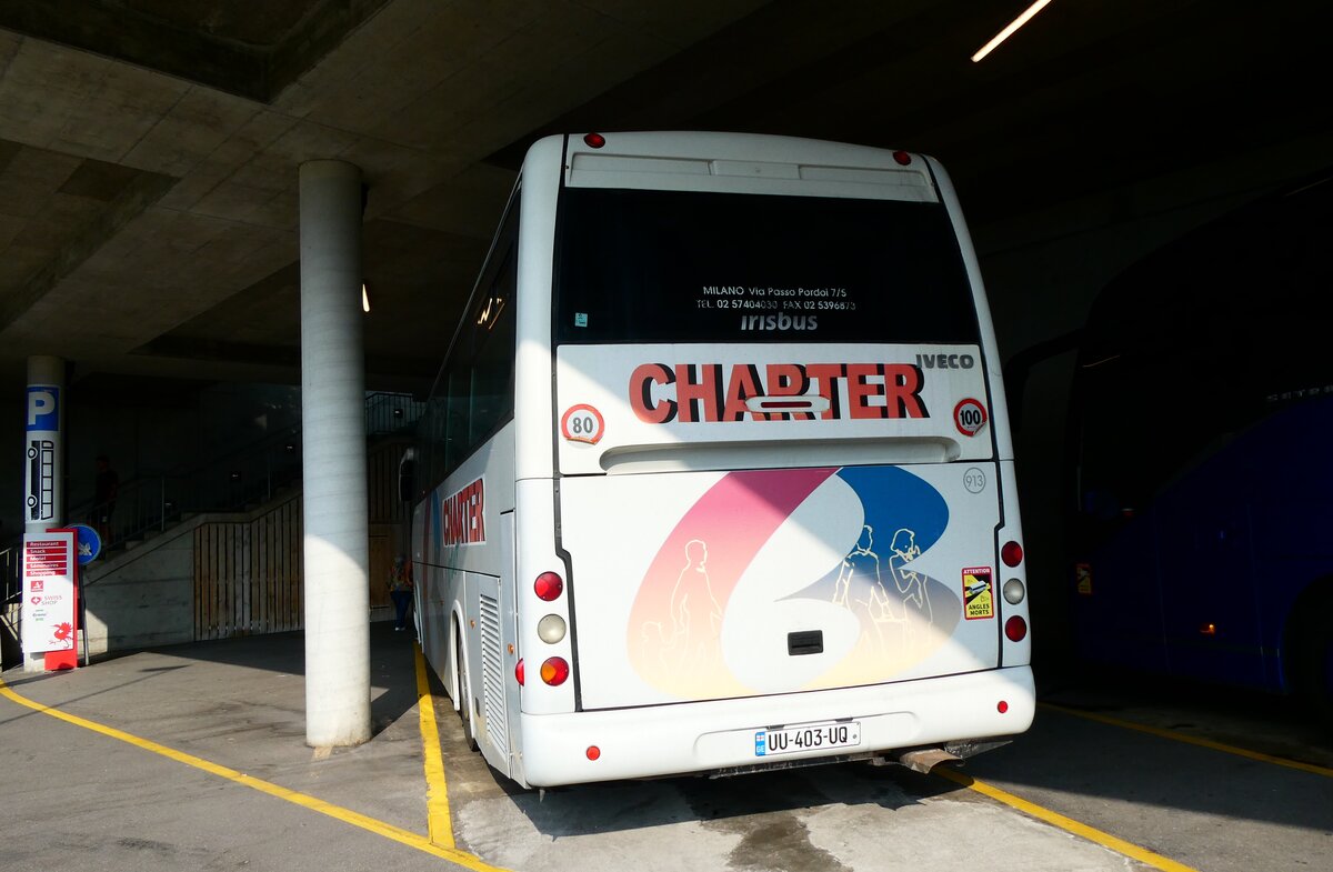 (279'135) - Aus Georgien: ??? - UU-403-UQ - Irisbus (ex Charterbus, I-Milano Nr. 913) am 17. August 2025 in Avry-devant-Pont, Autobahnrastst�tte