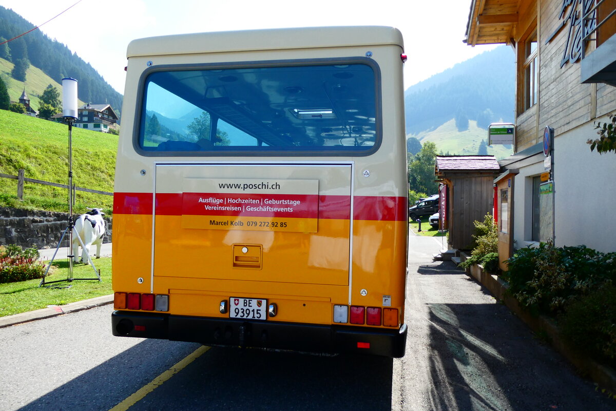 (279'149) - Kolb, Grasswil - Nr. 3/BE 93'915 - Saurer/R&J (ex Schmocker, Stechelberg Nr. 3/PID 2409; ex Schmocker, Stechelberg Nr. 1; ex Gertsch, Stechelberg Nr. 1) am 17. August 2025 in L'Etivaz, Maison de l'Etivaz