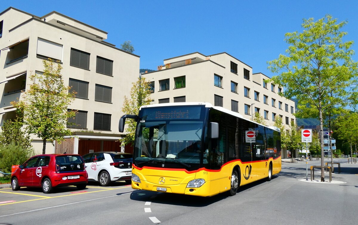 (279'219) - PostAuto Zentralschweiz - Nr. 513/NW 35'662/PID 11'236 - Mercedes (ex H�fliger, Sursee Nr. 32) am 19. August 2025 beim Bahnhof Stans 
