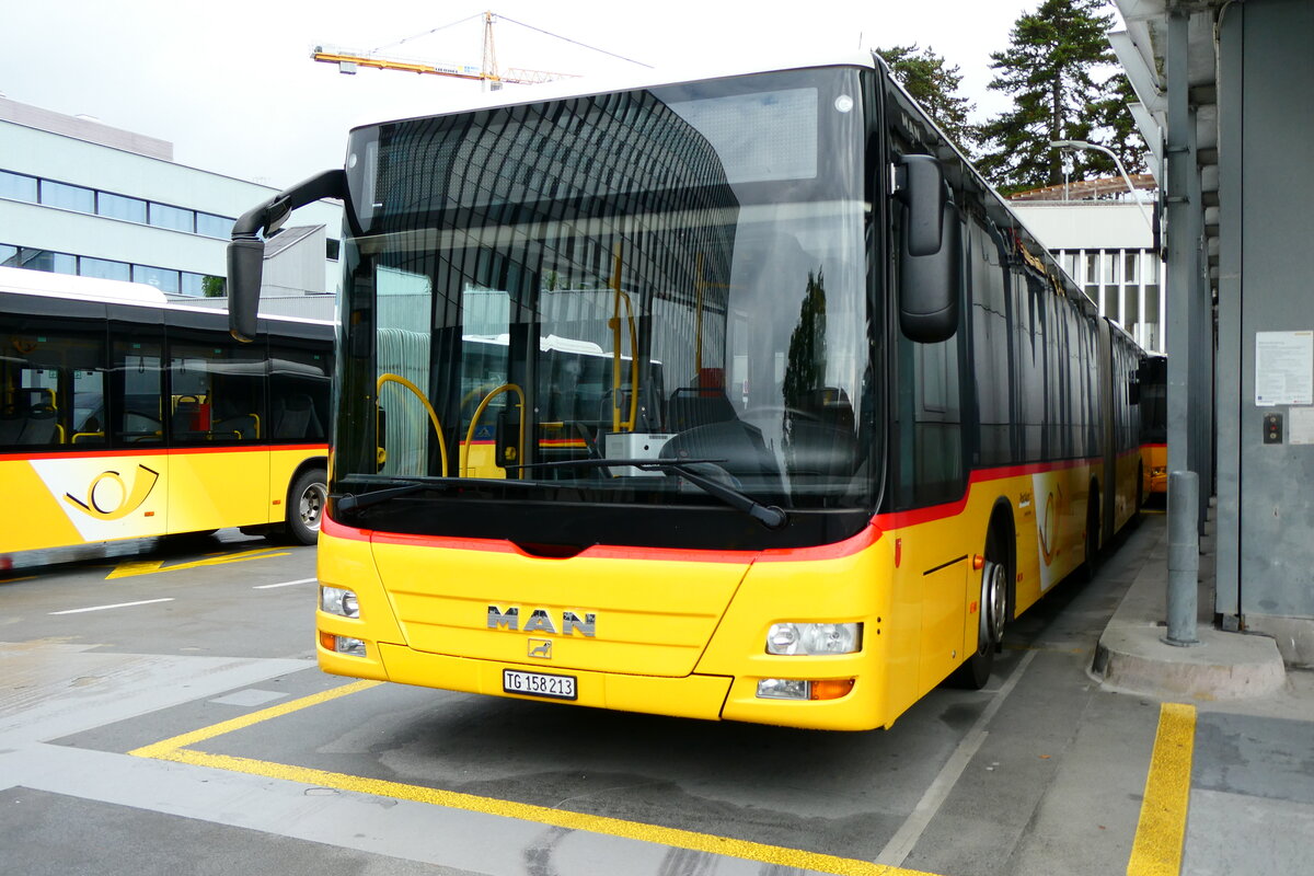(279'241) - PostAuto Ostschweiz - TG 158'213/PID 4818 - MAN (ex PostAuto Graub�nden; ex PostAuto Ostschweiz SZ 68'458; ex PostAuto Ostschweiz SZ 44'040; ex Kistler, Reichenburg) am 21. August 2025 in Bern, Postautostation 