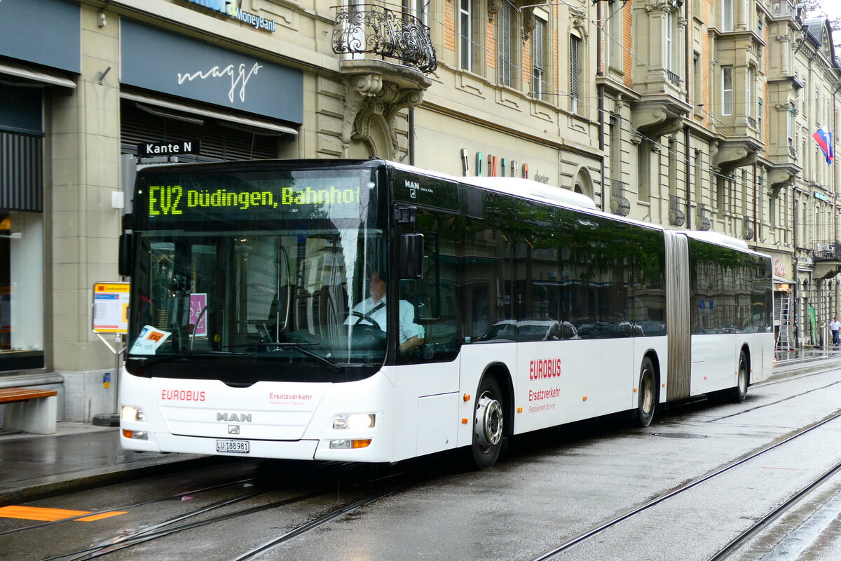 (279'259) - H�fliger, Sursee - Nr. 7/LU 188'981 - MAN (ex St. Gallerbus, St. Gallen Nr. 298) am 21. August 2025 beim Bahnhof Bern