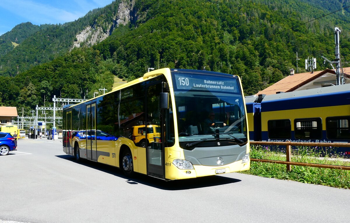 (279'347) - STI Thun - Nr. 411/BE 419'411 - Mercedes am 25. August 2025 beim Bahnhof Zweil�tschinen 