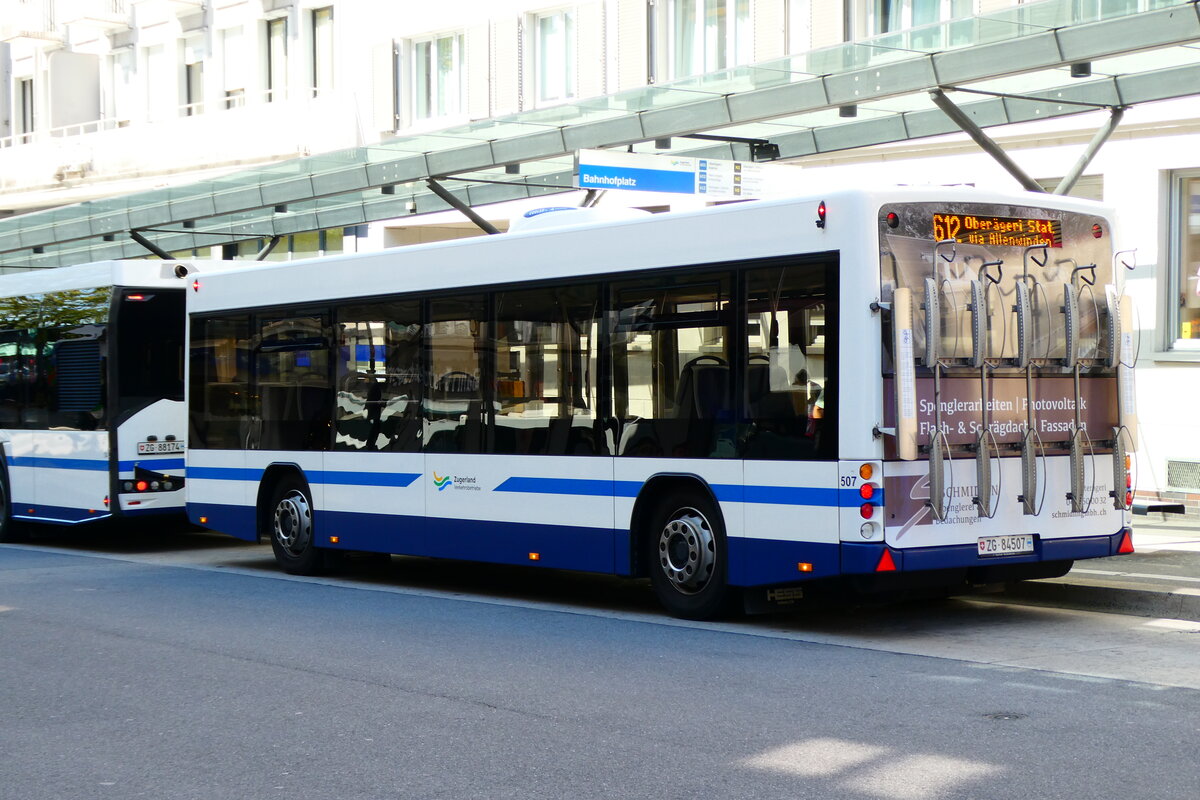 (279'424) - ZVB Zug - Nr. 507/ZG 84'507 - Lanz+Marti/Hess Personenanh�nger am 26. August 2025 beim Bahnhof Zug