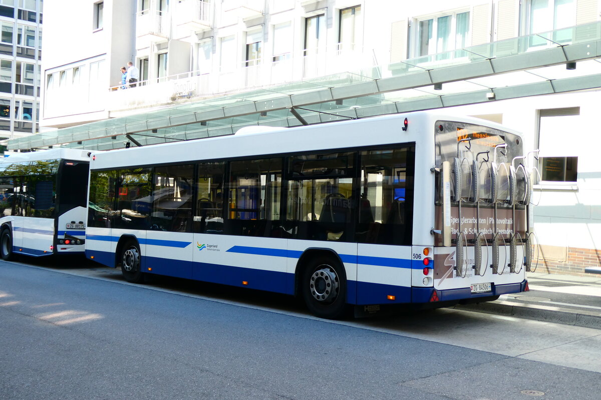 (279'437) - ZVB Zug - Nr. 506/ZG 84'506 - Lanz+Marti/Hess Personenanh�nger am 26. August 2025 beim Bahnhof Zug