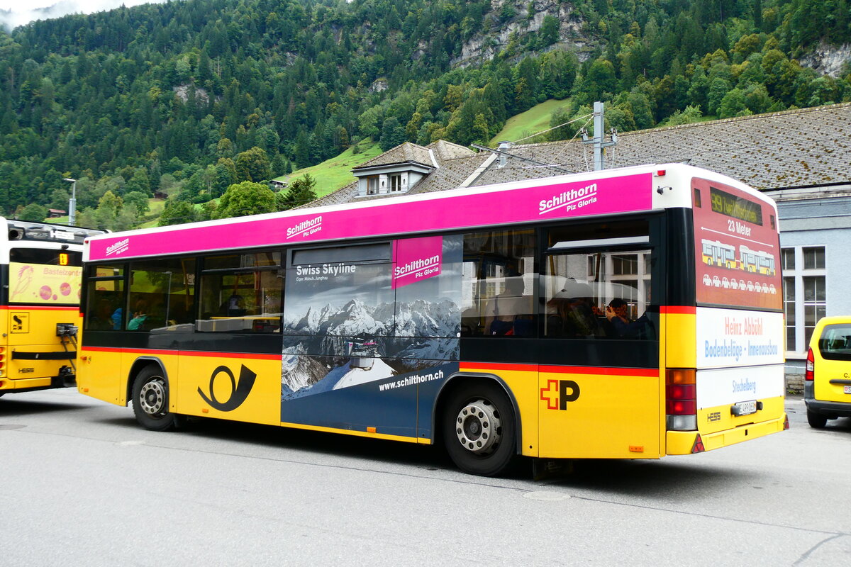 (279'470) - PostAuto Bern - BE 499'063/PID 10'299 - Lanz+Marti/Hess Personenanh�nger (ex VBL Luzern Nr. 310) am 28. August 2025 beim Bahnhof Lauterbrunnen
