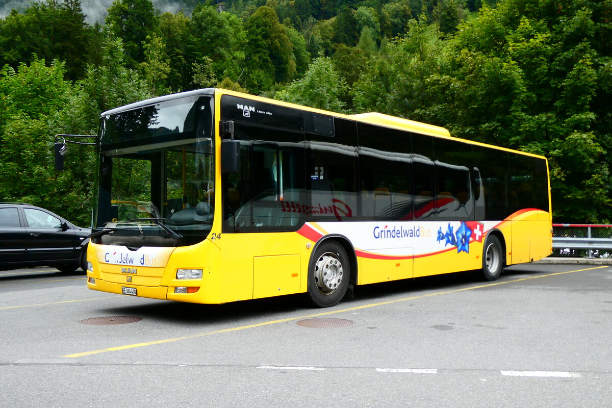 (279'490) - GrindelwaldBus, Grindelwald - Nr. 24/BE 364'408 - MAN/G�ppel am 28. August 2025 in Lauterbrunnen, Parkhaus