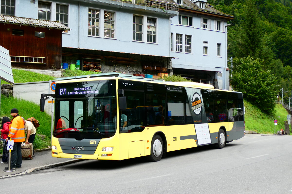 (279'495) - STI Thun - Nr. 153/BE 801'153 - MAN am 28. August 2025 in Lauterbrunnen, Parkhaus