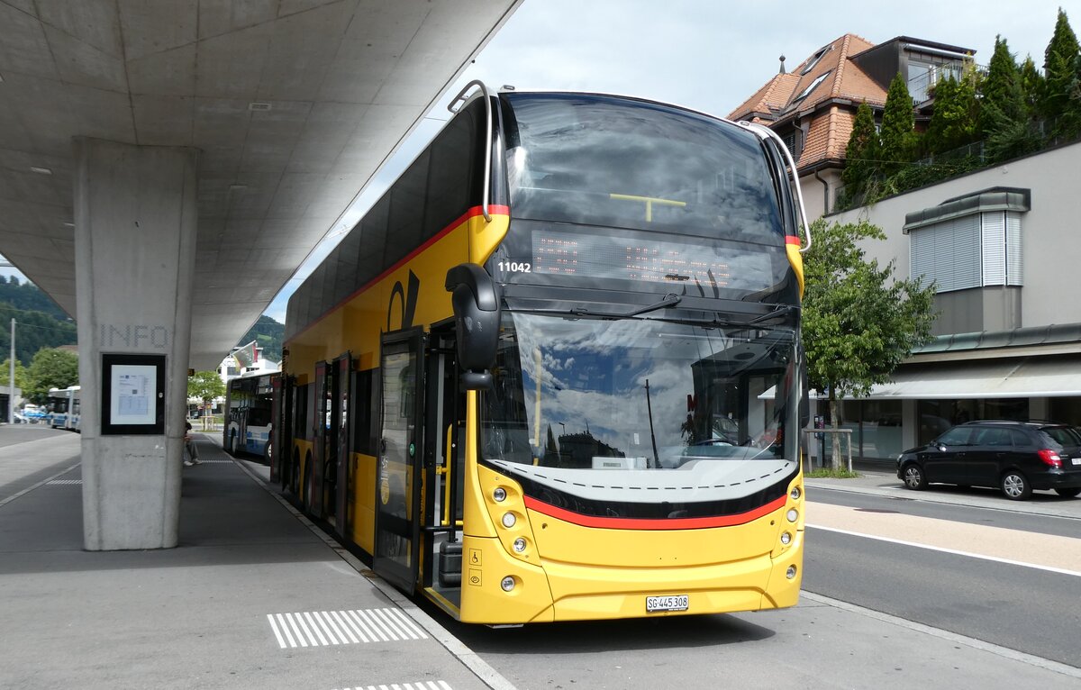 (279'529) - PostAuto Ostschweiz - SG 445'308/PID 11'042 - Alexander Dennis (ex SG 443'908) am 29. August 2025 beim Bahnhof Wattwil