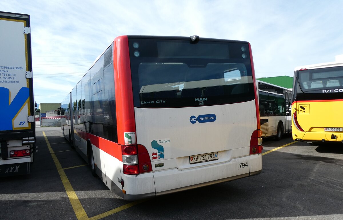 (280'019) - VBZ Z�rich - Nr. 794/ZH 721'794 - MAN (ex St. Gallerbus, St. Gallen Nr. 294) am 6. September 2025 in Kerzers, Interbus