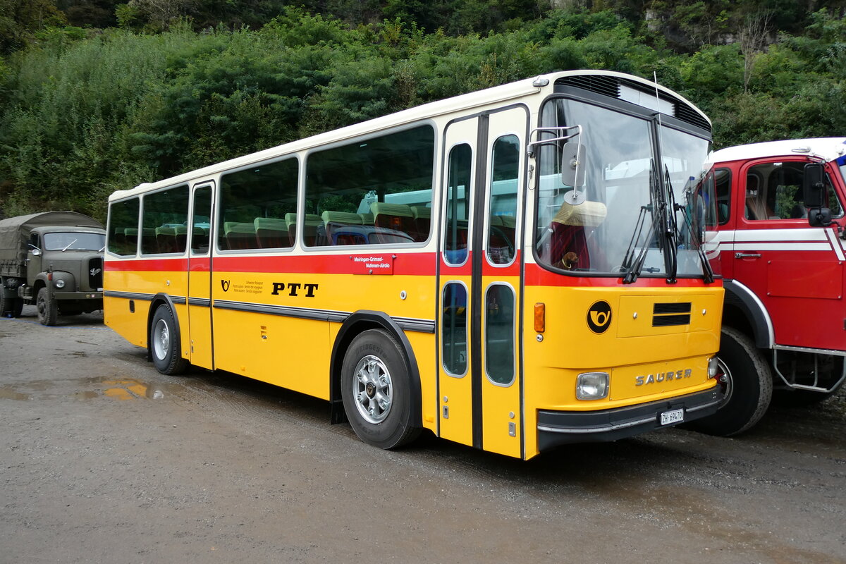 (280'350) - Oldtimer Garage, H�ri - ZH 69'470 - Saurer/R&J (ex Breu, Berneck; ex Matt, FL-Mauren Nr. 19; ex P 24'356) am 13. September 2025 in Iragna, Riviera