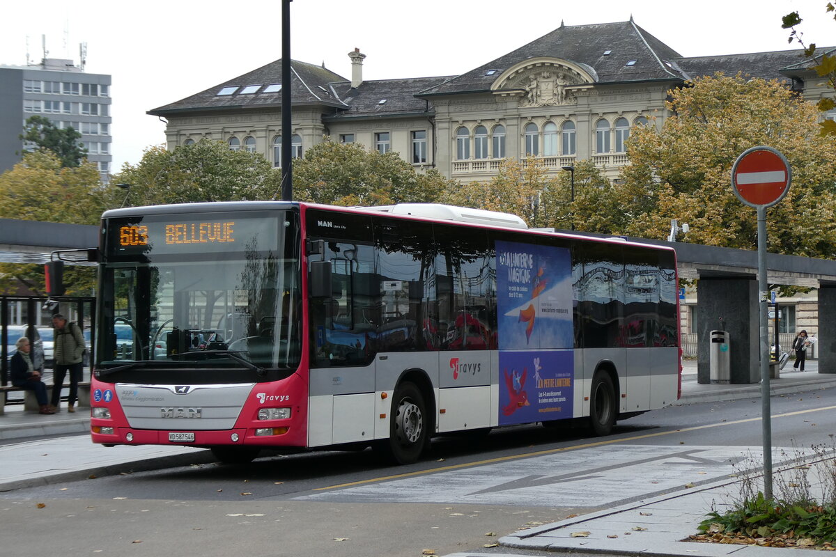 (281'270) - TRAVYS Yverdon - Nr. 114/VD 587'546 - MAN am 11. Oktober 2025 beim Bahnhof Yverdon