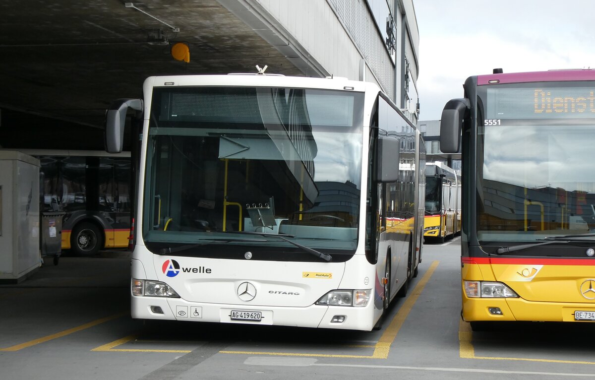 (281'308) - PostAuto Nordschweiz - Nr. 23/AG 419'620/PID 5541 - Mercedes (ex Inderm�hle, Rekingen Nr. 151; ex Twernenbold, Baden Nr. 23) am 11. Oktober 2025 in Bern, Postautostation