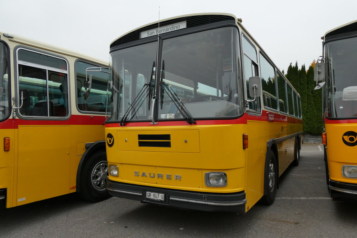 (281'321) - L�tscher, Haldenstein - GR 847 U - Saurer/T�scher (ex Overney, Bern; ex Autopostale, Croglio PID 3158; ex Monti, Cademario Nr. 10; ex PostAuto Graub�nden; ex Frigg, Zernez; ex P 24'403) am 12. Oktober 2025 in Schwarzenberg, R�ssli