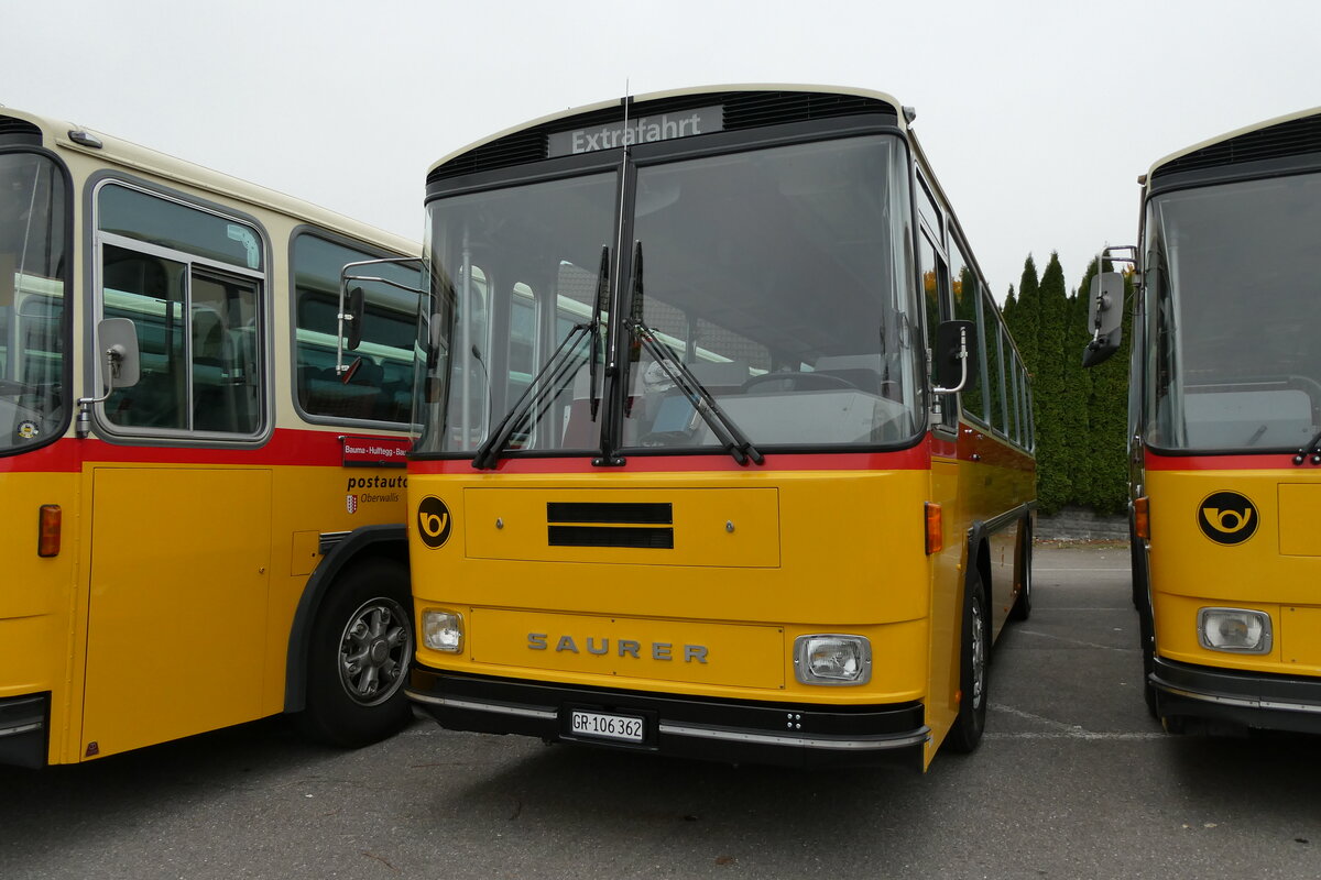 (281'322) - Ackermann, Landquart - GR 106'362 - Saurer/R&J (ex F�ssler, Unteriberg; ex Sch�rch, Gutenberg Nr. 6; ex P 24'358/PID 3219) am 12. Oktober 2025 in Schwarzenberg, R�ssli