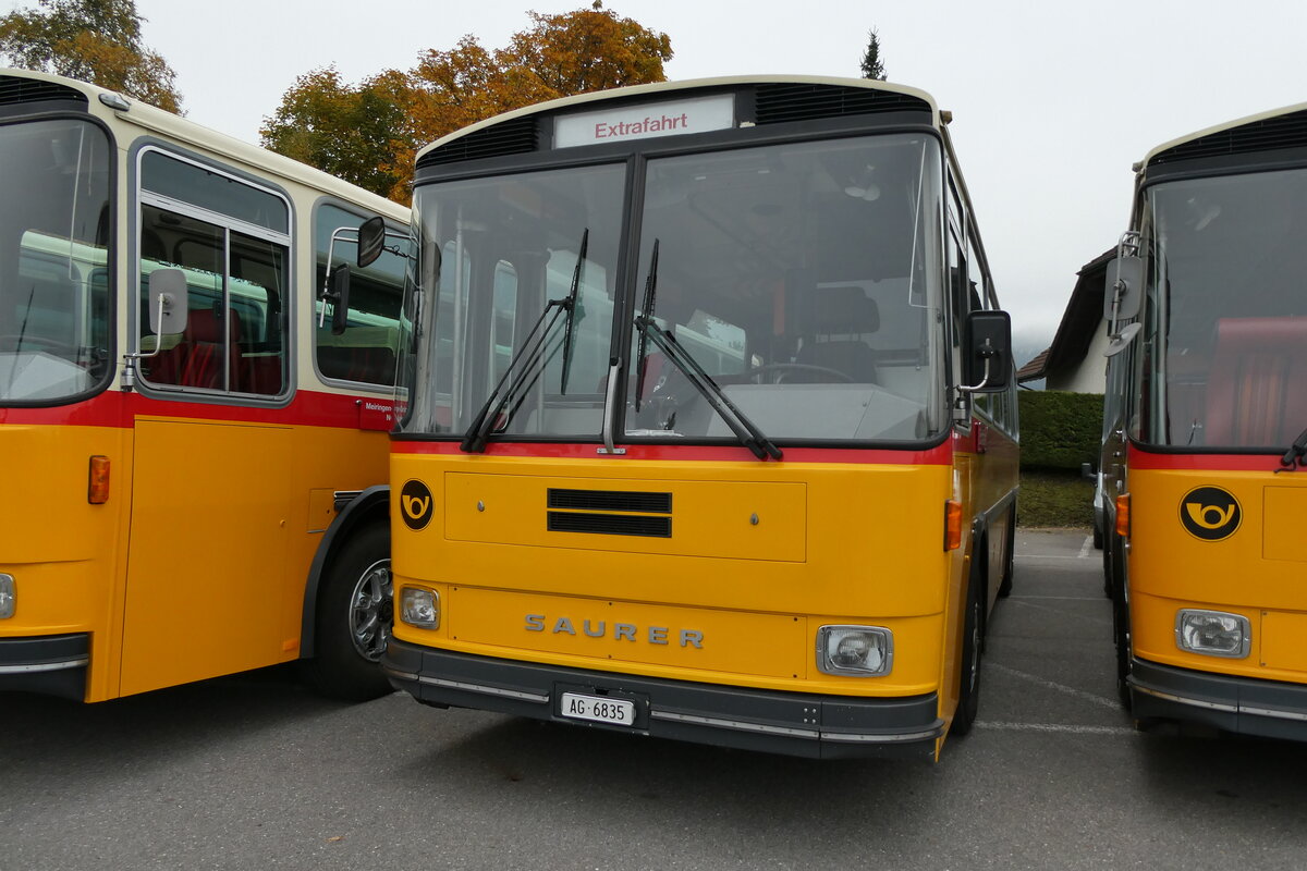 (281'329) - Gautschi, Suhr - AG 6835 - Saurer/T�scher (ex L�tscher, Neuheim Nr. 200/PID 2525; ex Cartek, Regensdorf; ex P 25'822) am 12. Oktober 2025 in Schwarzenberg, R�ssli